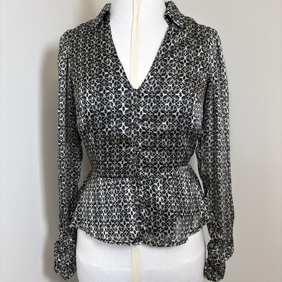 Lost & Wander Blouse W/S Black Gold Sm Peplum Parisian Boho Soft Gothic Artsy - Picture 1 of 10